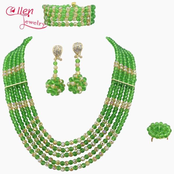 earrings & necklace green african wedding jewelry set nigerian bridal crystal beads women w6333, Silver
earrings & necklace green african wedding jewelry set nigerian bridal crystal beads women w6333, Silver