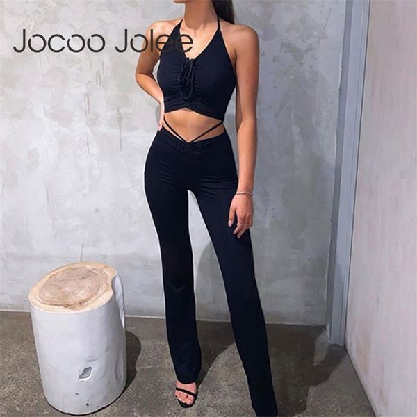 women summer suit halter backless vest solid and bandage high waist skinny trousers two piece set 210416, White
women summer suit halter backless vest solid and bandage high waist skinny trousers two piece set 210416, White