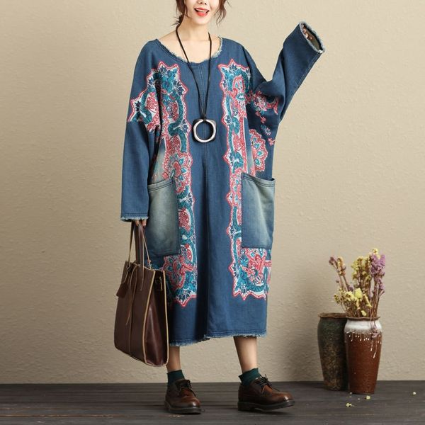 retro women denim dress 2021 new autumn large size loose casual dress ladies print pocket all-match vintage robe dress 12100, Red
retro women denim dress 2021 new autumn large size loose casual dress ladies print pocket all-match vintage robe dress 12100, Red