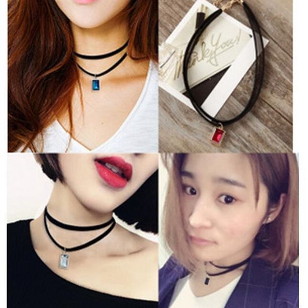 e222 collar bone necklace japanese and korean simple double-layer leather square diamond black temperament neck with velvet collar
e222 collar bone necklace japanese and korean simple double-layer leather square diamond black temperament neck with velvet collar