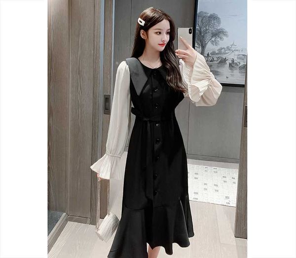 casual dresses 2021 arrival korean dress women lapel long flared sleeve elegant female vintage solid autumn mermaid vestidos, Black;gray
casual dresses 2021 arrival korean dress women lapel long flared sleeve elegant female vintage solid autumn mermaid vestidos, Black;gray