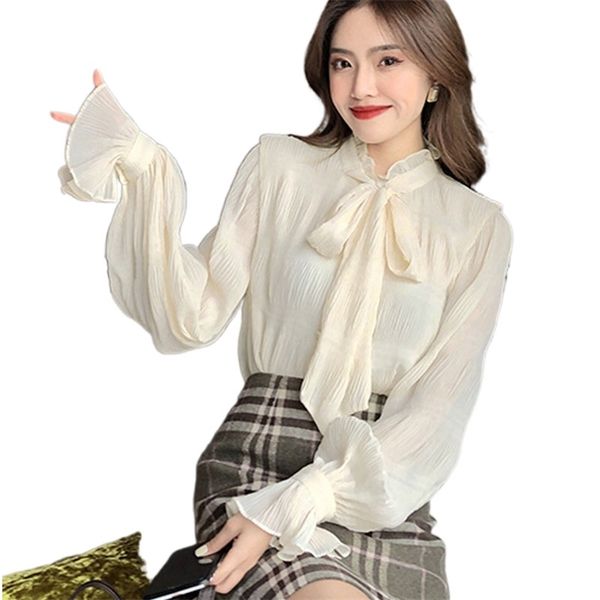 bow tie women korean style design clothes flare sleeve elegant office lady cute ribbon sweet basic shirts blouses 210520, White
bow tie women korean style design clothes flare sleeve elegant office lady cute ribbon sweet basic shirts blouses 210520, White