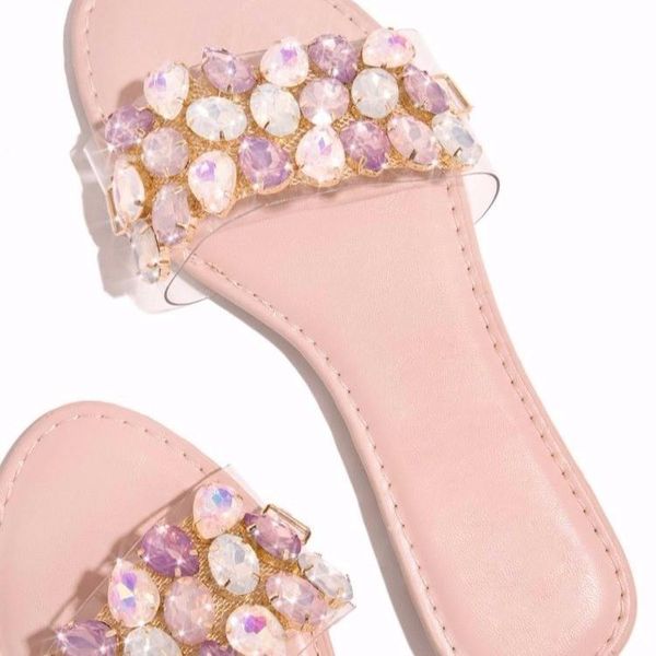 round head flat-shaped rhinestone slippers women sandals large size flat and, Black
round head flat-shaped rhinestone slippers women sandals large size flat and, Black
