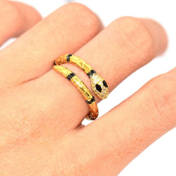fashion creativity gold pure copper inlaid diamond opening men's and women's personality snake adjustable ring, Black
fashion creativity gold pure copper inlaid diamond opening men's and women's personality snake adjustable ring, Black