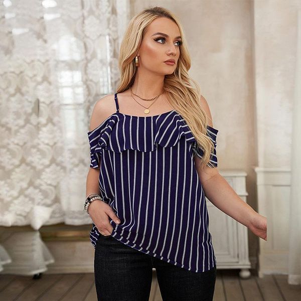 plus size t-shirt cold shoulder blouse woman 2021 fashion summer ruffles short sleeve striped print casual ladies, Black
plus size t-shirt cold shoulder blouse woman 2021 fashion summer ruffles short sleeve striped print casual ladies, Black