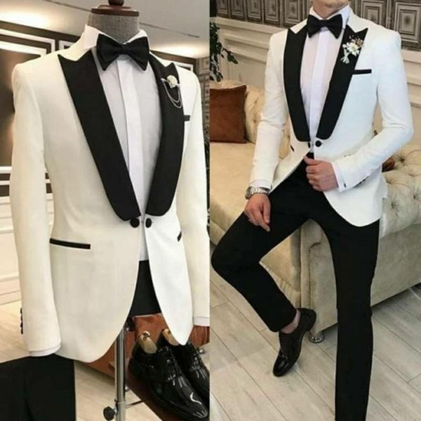 men's suits & blazers customize slim fits ivory groom tuxedos shawl collar men work business handsome evening dress toast suit, White;black
men's suits & blazers customize slim fits ivory groom tuxedos shawl collar men work business handsome evening dress toast suit, White;black