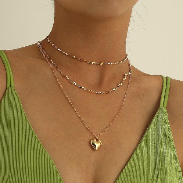 pendant necklaces european and american jewelry necklace fashion love women's multi-layer s-shaped chain peach heart, Silver
pendant necklaces european and american jewelry necklace fashion love women's multi-layer s-shaped chain peach heart, Silver