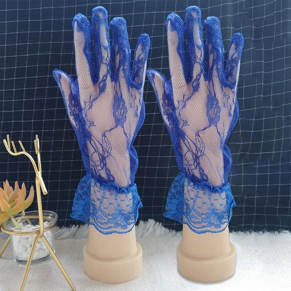 five fingers gloves 1 pair summer women short tulle flower lace driving wedding accessories full finger, Blue;gray
five fingers gloves 1 pair summer women short tulle flower lace driving wedding accessories full finger, Blue;gray