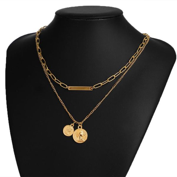 chokers fashion multi-layer gold silver color chain necklace for women coin portrait pendant woman's necklaces jewelry gift, Golden;silver
chokers fashion multi-layer gold silver color chain necklace for women coin portrait pendant woman's necklaces jewelry gift, Golden;silver