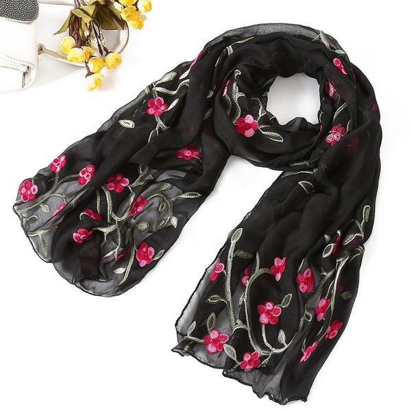 scarves fashion flower embroidery women shawls holiday beach neck bandana pashmina lady wrap wj0020, Blue;gray