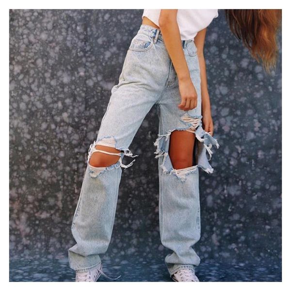ripped women's jeans hole slimming high waist women denim pants autumn casual ladies female straight trousers 6300, Blue
ripped women's jeans hole slimming high waist women denim pants autumn casual ladies female straight trousers 6300, Blue