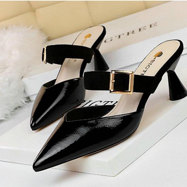 size 35-51 nice women formal dress slippers high heels western summer novel shoes woman pu leather female flip flops, Black
size 35-51 nice women formal dress slippers high heels western summer novel shoes woman pu leather female flip flops, Black