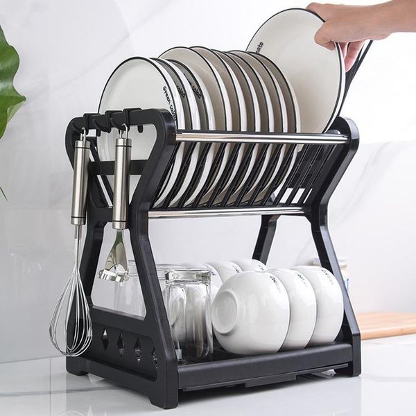 kitchen storage & organization accessories dish rack double-layer plastic chopstick holder drain tray with hook multi-function
kitchen storage & organization accessories dish rack double-layer plastic chopstick holder drain tray with hook multi-function