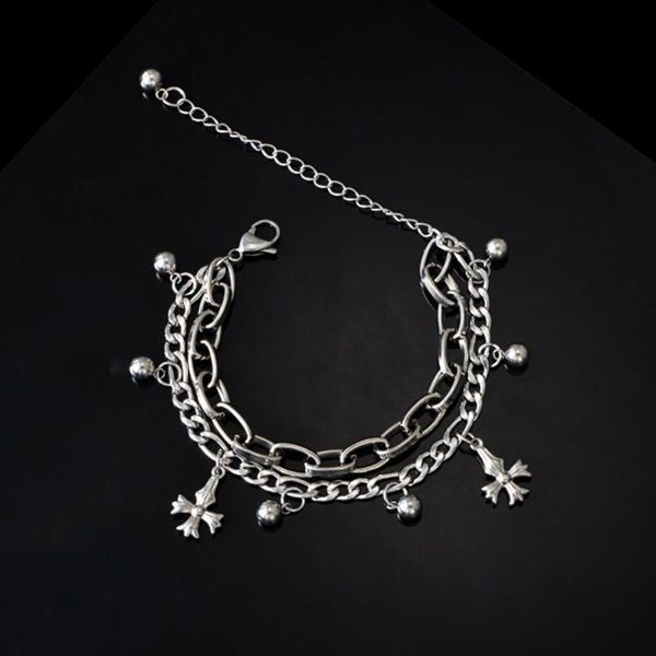 link, chain european and american cross pendant stainless steel bracelets men women couples double layers bracelet, Black
link, chain european and american cross pendant stainless steel bracelets men women couples double layers bracelet, Black