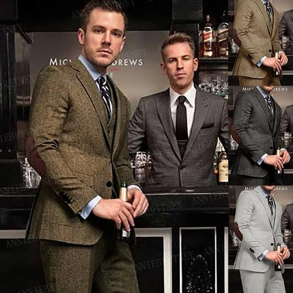 men's suits & blazers vintage dark brown tweed groom wedding suit tuxedo slim fit charcoal blazer vest pants 3 piece tailored business, White;black
men's suits & blazers vintage dark brown tweed groom wedding suit tuxedo slim fit charcoal blazer vest pants 3 piece tailored business, White;black