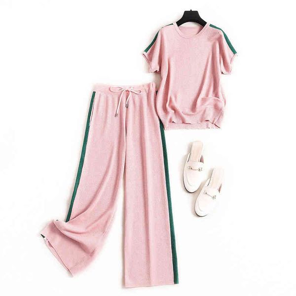 women's two piece pants women lounge wear set summer short sleeve striped knitted pullovers wide leg pants two piece lurex sets pink 3, White
women's two piece pants women lounge wear set summer short sleeve striped knitted pullovers wide leg pants two piece lurex sets pink 3, White