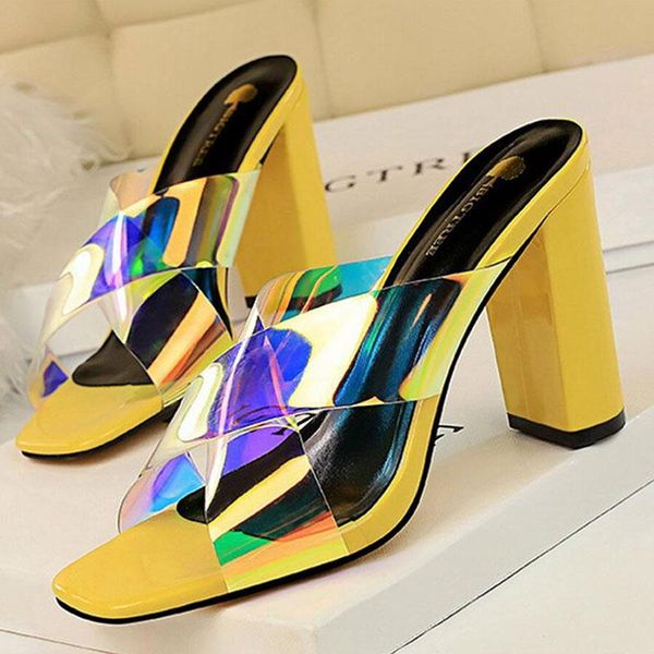 summer women 9.5cm high heels mules yellow slides open toe block thick slipper sandals luxury designer white shoes slippers, Black
summer women 9.5cm high heels mules yellow slides open toe block thick slipper sandals luxury designer white shoes slippers, Black