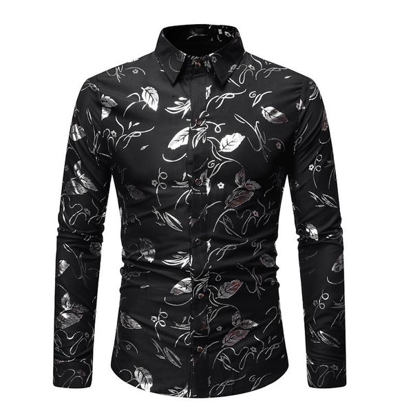 boutique fashion shirt 2021 men's versatile gilded casual lapel long sleeve, White;black
boutique fashion shirt 2021 men's versatile gilded casual lapel long sleeve, White;black