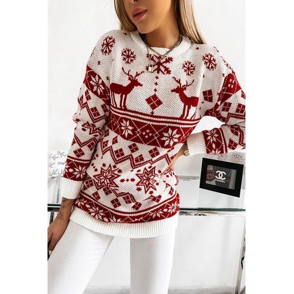 women's sweaters crew neck xmas deer snowflake cartoon computer knitted long christmas for women, White;black
women's sweaters crew neck xmas deer snowflake cartoon computer knitted long christmas for women, White;black