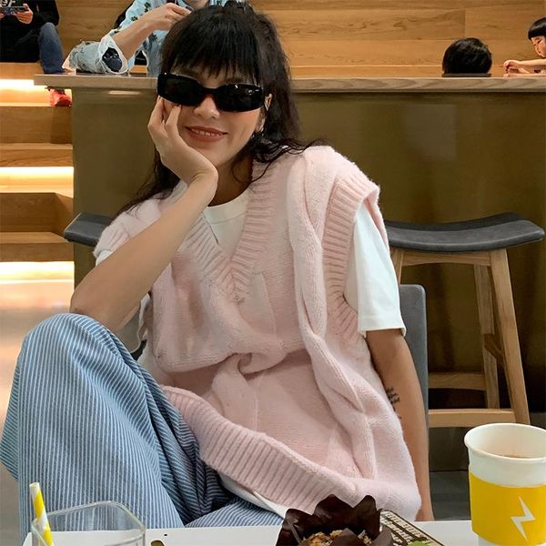 women's vests loose sleeveless sweater vest korean style soft blue autumn casual colete feminino chaleco women clothes de50mj, Black;white
women's vests loose sleeveless sweater vest korean style soft blue autumn casual colete feminino chaleco women clothes de50mj, Black;white