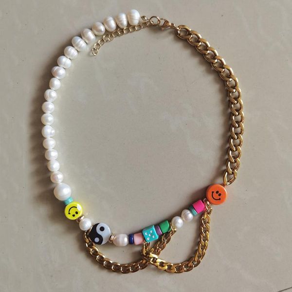pendant necklaces creative yin yang pearl freshwater smile stainless steel chain bracelet necklace fashion boutique accessories, Silver
pendant necklaces creative yin yang pearl freshwater smile stainless steel chain bracelet necklace fashion boutique accessories, Silver