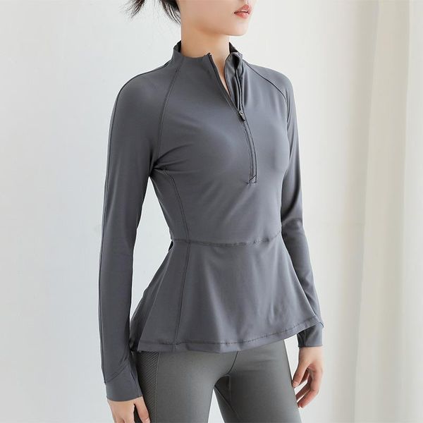 yoga outfits half zipper sports coat women's autumn and winter fitness suit slim waist long sleeve tight fast drying gym top, White;red
yoga outfits half zipper sports coat women's autumn and winter fitness suit slim waist long sleeve tight fast drying gym top, White;red