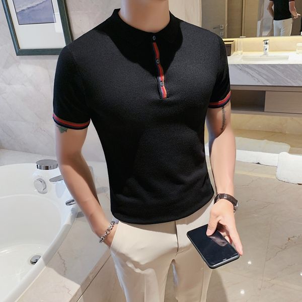 summer new men's t-shirt korean slim fit stripe decorative short sleeve knitted polo shirt fashion youth bottoming shirt, White;black
summer new men's t-shirt korean slim fit stripe decorative short sleeve knitted polo shirt fashion youth bottoming shirt, White;black