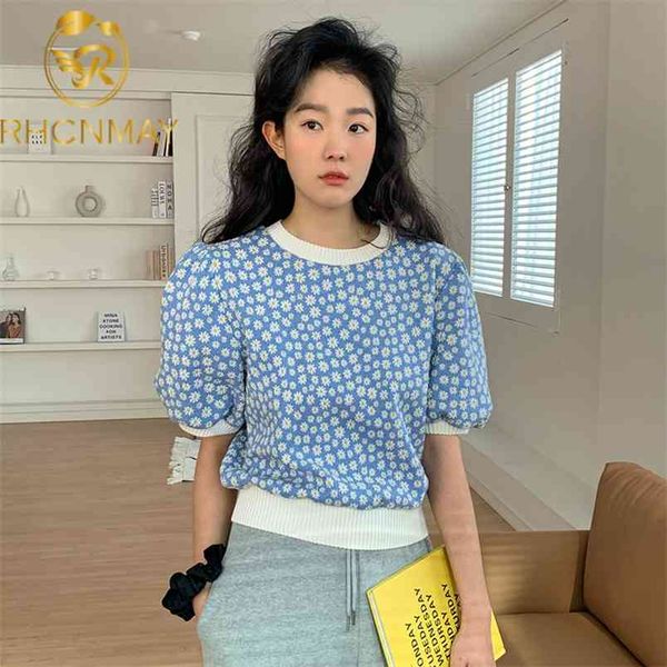 outwear sueter o neck pullover puff short sleeve knit sweater women vintage print loose pull femme summer 210506, White;black
outwear sueter o neck pullover puff short sleeve knit sweater women vintage print loose pull femme summer 210506, White;black