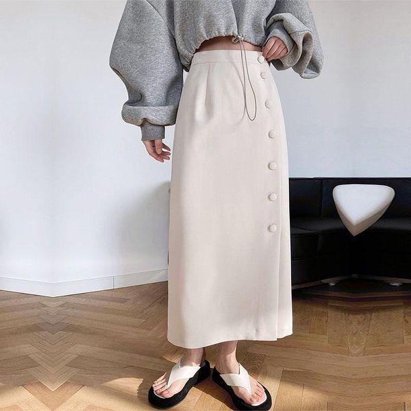 skirts 2021 spring summer solid color fashion skirt women's elegant single breasted suit high waist a line for all match, Black
skirts 2021 spring summer solid color fashion skirt women's elegant single breasted suit high waist a line for all match, Black