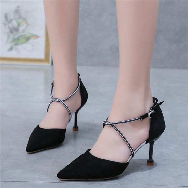 sandals 2021 fashion casual shoes woman solid flock cross tie pointed toe strap buckle thin high heels women plus size, Black
sandals 2021 fashion casual shoes woman solid flock cross tie pointed toe strap buckle thin high heels women plus size, Black