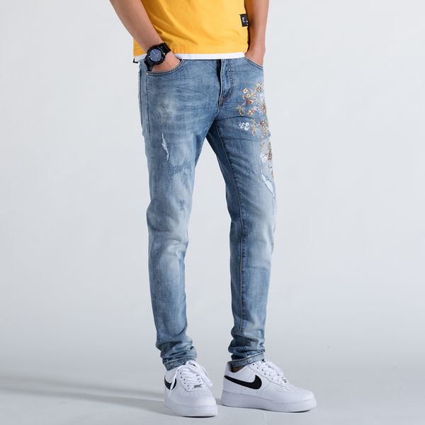 men's pants men's fashion printed jeans straight blue pants nightclubs singers trousers men big code skinny 3y7o, Black
men's pants men's fashion printed jeans straight blue pants nightclubs singers trousers men big code skinny 3y7o, Black