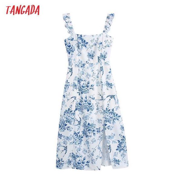 tangada women blue floral print midi dress vintage bow strap elastic ruffled straps female sunress be801 210609, Black;gray
tangada women blue floral print midi dress vintage bow strap elastic ruffled straps female sunress be801 210609, Black;gray