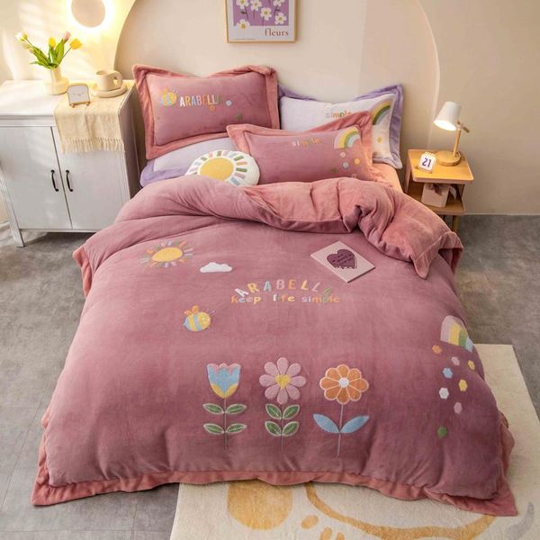 bedding sets winter flowers towel embroidery soft plush fleece thick set cotton duvet cover bed linen fitted sheet pillowcases
bedding sets winter flowers towel embroidery soft plush fleece thick set cotton duvet cover bed linen fitted sheet pillowcases
