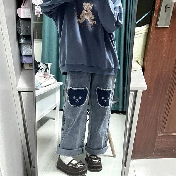 women's pants & capris bear patch designs wide leg jeans women autumn cargo trousers streetwear cute loose harajuku fashion female y2k, Black;white
women's pants & capris bear patch designs wide leg jeans women autumn cargo trousers streetwear cute loose harajuku fashion female y2k, Black;white