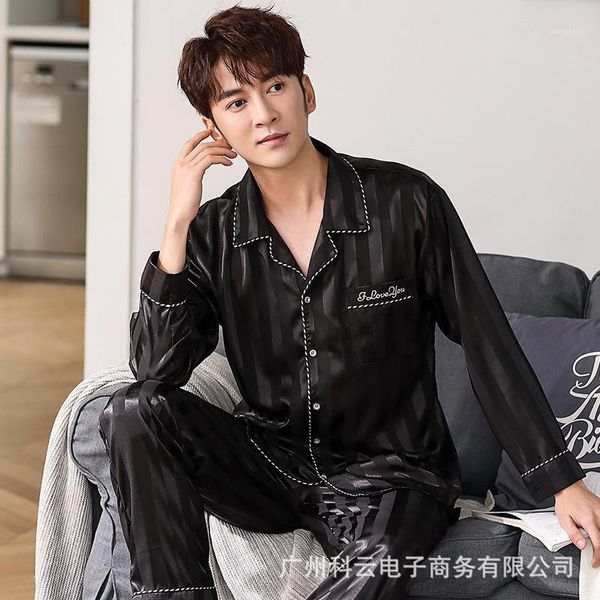 men's sleepwear spring and summer long sleeve trousers casual cardigan home wear lapel spinning silk button simple ice suit autumn, Black;brown
men's sleepwear spring and summer long sleeve trousers casual cardigan home wear lapel spinning silk button simple ice suit autumn, Black;brown