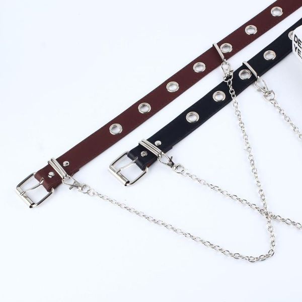 belts fashion punk chain adjustable double eyelet grommet leather buckle pants belt cool hip hop pu dress waist, Black;brown
belts fashion punk chain adjustable double eyelet grommet leather buckle pants belt cool hip hop pu dress waist, Black;brown