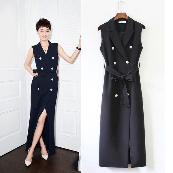 women's vests 2021 women long vest sleeveless coat casual double breasted blazer front black pocket waistband waistcoat jacket wf217, Black;white
women's vests 2021 women long vest sleeveless coat casual double breasted blazer front black pocket waistband waistcoat jacket wf217, Black;white