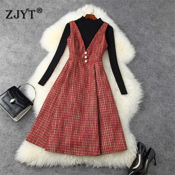 fashion runway women long sleeve knit pullover sweater and tweed woolen dress winter clothes robe femme vestidos 210601, Black;gray
fashion runway women long sleeve knit pullover sweater and tweed woolen dress winter clothes robe femme vestidos 210601, Black;gray