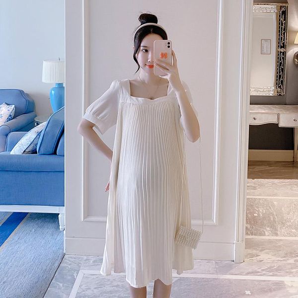 2021# summer korean fashion pleated chiffon maternity dress sweet lovely loose clothes for pregnant women chic elegant pregnancy dresses, White
2021# summer korean fashion pleated chiffon maternity dress sweet lovely loose clothes for pregnant women chic elegant pregnancy dresses, White