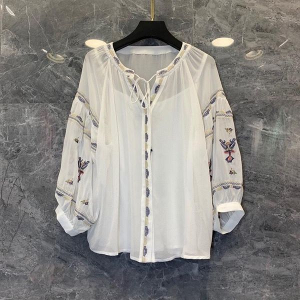 women's blouses & shirts 2021 summer and autumn all-match two-piece neckline lace-up embroidered 0711, White
women's blouses & shirts 2021 summer and autumn all-match two-piece neckline lace-up embroidered 0711, White