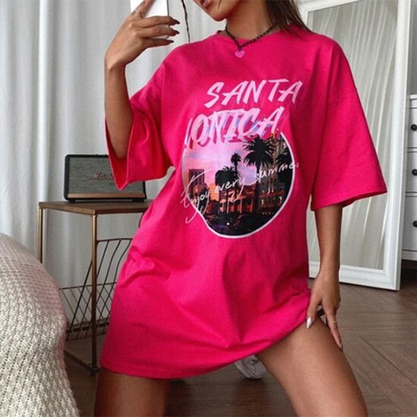 2135# summer new t-shirt series printed large loose short sleeve round neck medium length t-shirt blouse, White
2135# summer new t-shirt series printed large loose short sleeve round neck medium length t-shirt blouse, White