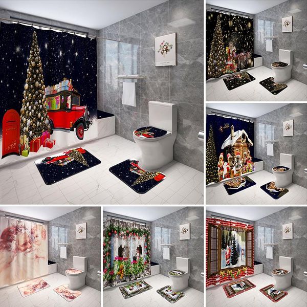 shower curtains 4pcs christmas elk pull cart curtain sets non-slip rugs toilet lid cover and bath mat waterproof bathroom accessories
shower curtains 4pcs christmas elk pull cart curtain sets non-slip rugs toilet lid cover and bath mat waterproof bathroom accessories