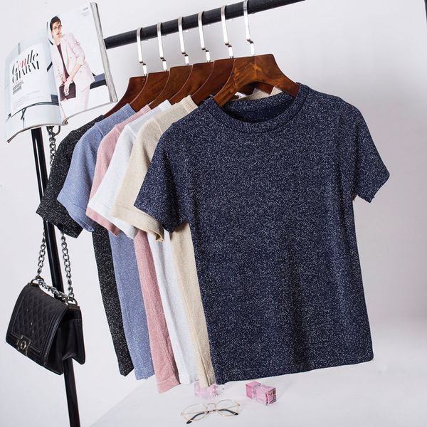 knitted summer t shirt women casual short sleeves t-shirt breathable elasticity kintwear female tshirt womens tee 210518, White
knitted summer t shirt women casual short sleeves t-shirt breathable elasticity kintwear female tshirt womens tee 210518, White