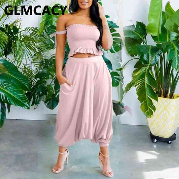 women 2 pieces sets off shoulder crop & wide leg pants 210702, White 
women 2 pieces sets off shoulder crop & wide leg pants 210702, White