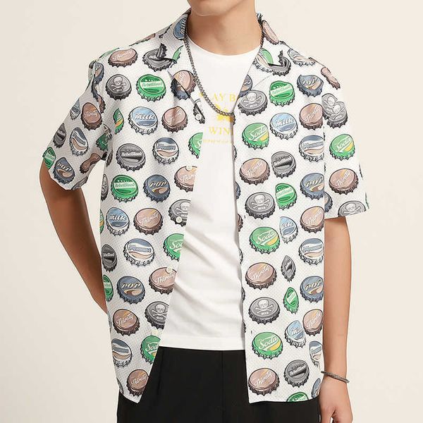 fashion shirt casual loose print summer menswear men's coat youth trend short sleeve, White;black
fashion shirt casual loose print summer menswear men's coat youth trend short sleeve, White;black