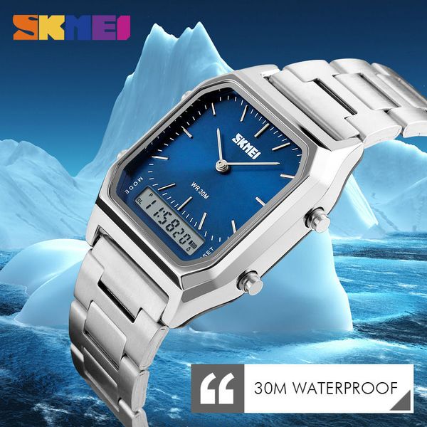 fashion dual display quartz wristwatches casual watch men stainless steel strap 30m water resistant sports watches skmei newg, Slivery;brown
fashion dual display quartz wristwatches casual watch men stainless steel strap 30m water resistant sports watches skmei newg, Slivery;brown