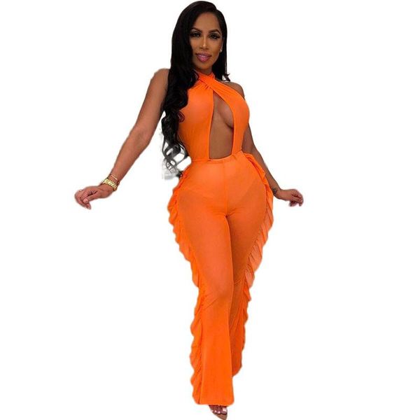 women's jumpsuits & rompers mesh see through jumpsuit women halter sleeveless side ruffles skinny summer romper hollow out backless clu, Black;white
women's jumpsuits & rompers mesh see through jumpsuit women halter sleeveless side ruffles skinny summer romper hollow out backless clu, Black;white