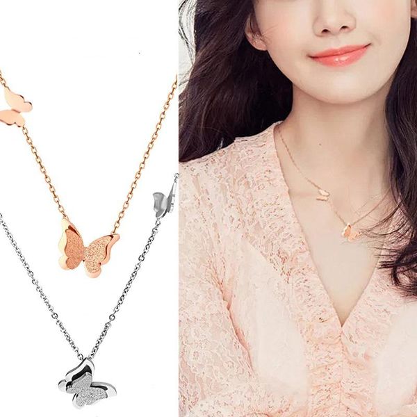 rose gold color stainless steel link chain necklace jewelry for women cute matte double butterfly charms chains, Silver
rose gold color stainless steel link chain necklace jewelry for women cute matte double butterfly charms chains, Silver