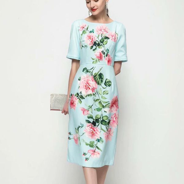 summer retro style printing flowers short sleeves elegant temperament mid length dress quality, Black;gray
summer retro style printing flowers short sleeves elegant temperament mid length dress quality, Black;gray