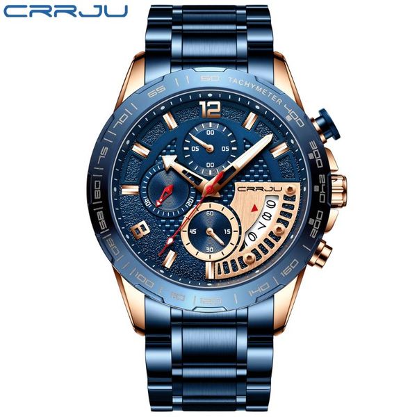 wristwatches crrju mens sport watches blue full steel quartz watch men date week waterproof military clock relogio masculino, Slivery;brown
wristwatches crrju mens sport watches blue full steel quartz watch men date week waterproof military clock relogio masculino, Slivery;brown